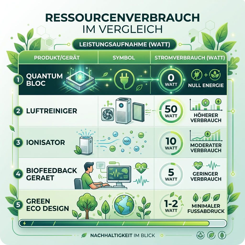 Ressourcenverbrauch im Vergleich – Quantum Bloc vs. aktive Wellness-Geräte